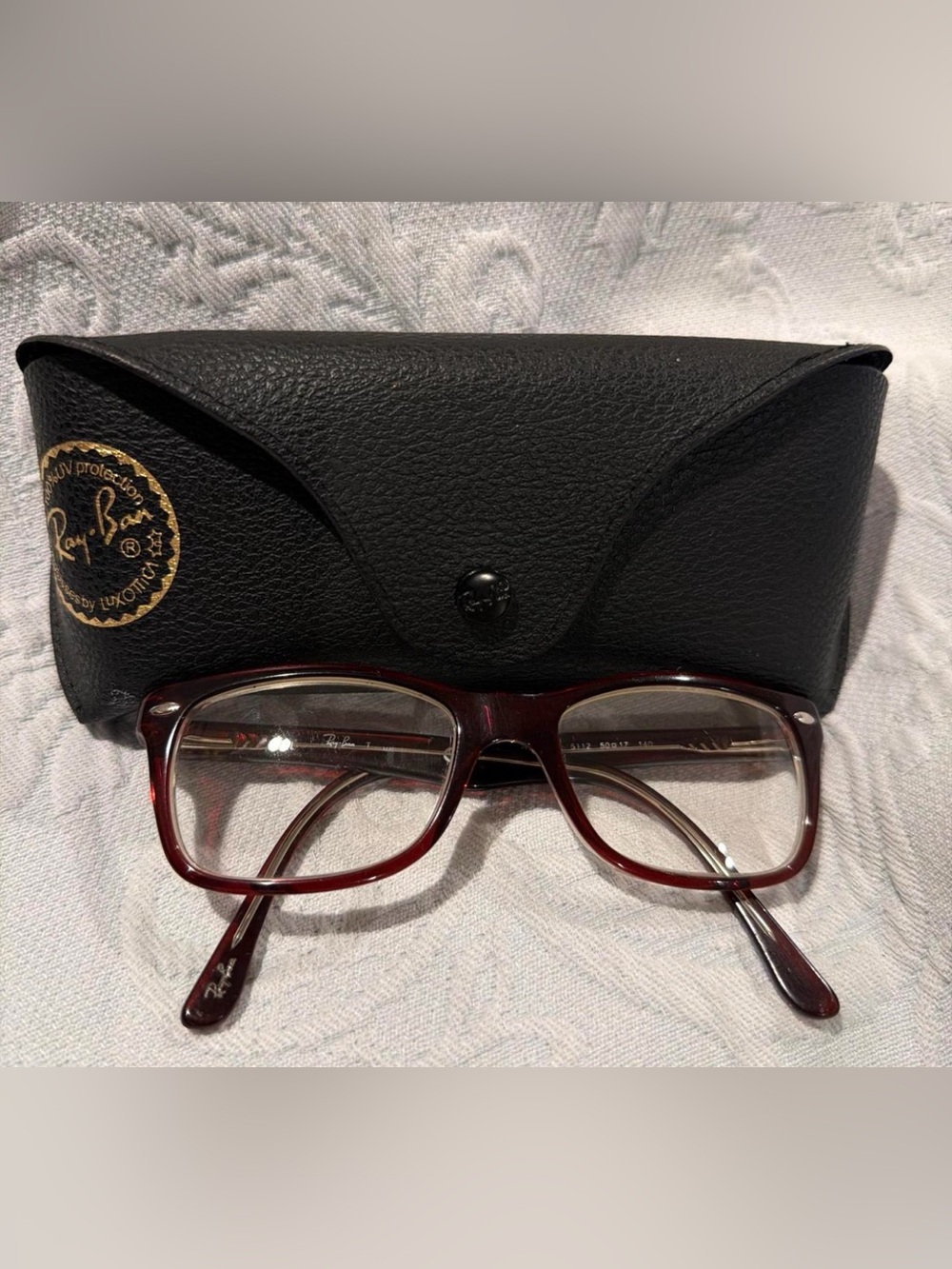 Ray-Ban Burgundy/Red Rectangular Optical Glasses